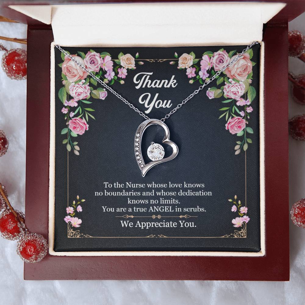Thank you Nurse - True ANGEL in scrubs Heart necklace
