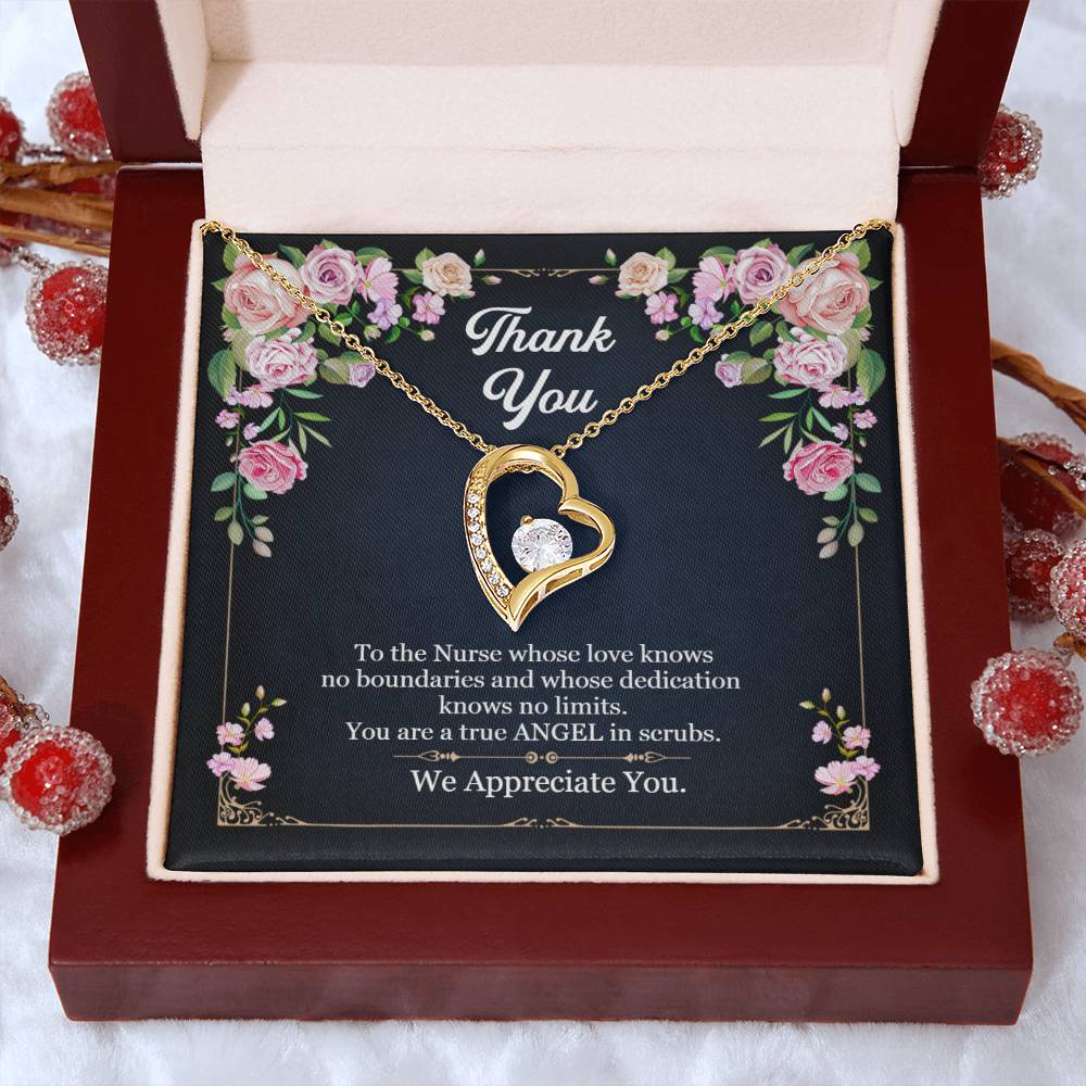 Thank you Nurse - True ANGEL in scrubs Heart necklace