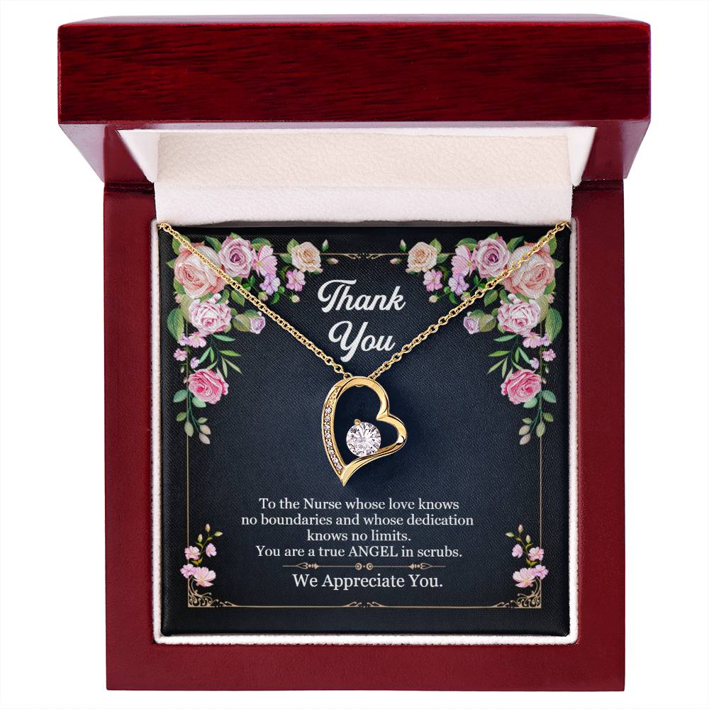 Thank you Nurse - True ANGEL in scrubs Heart necklace