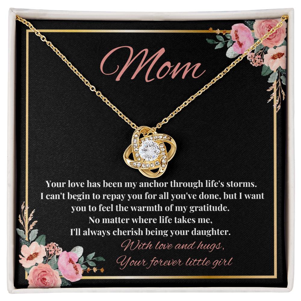 Mom - My Anchor through Life's Storms Love Knot Necklace