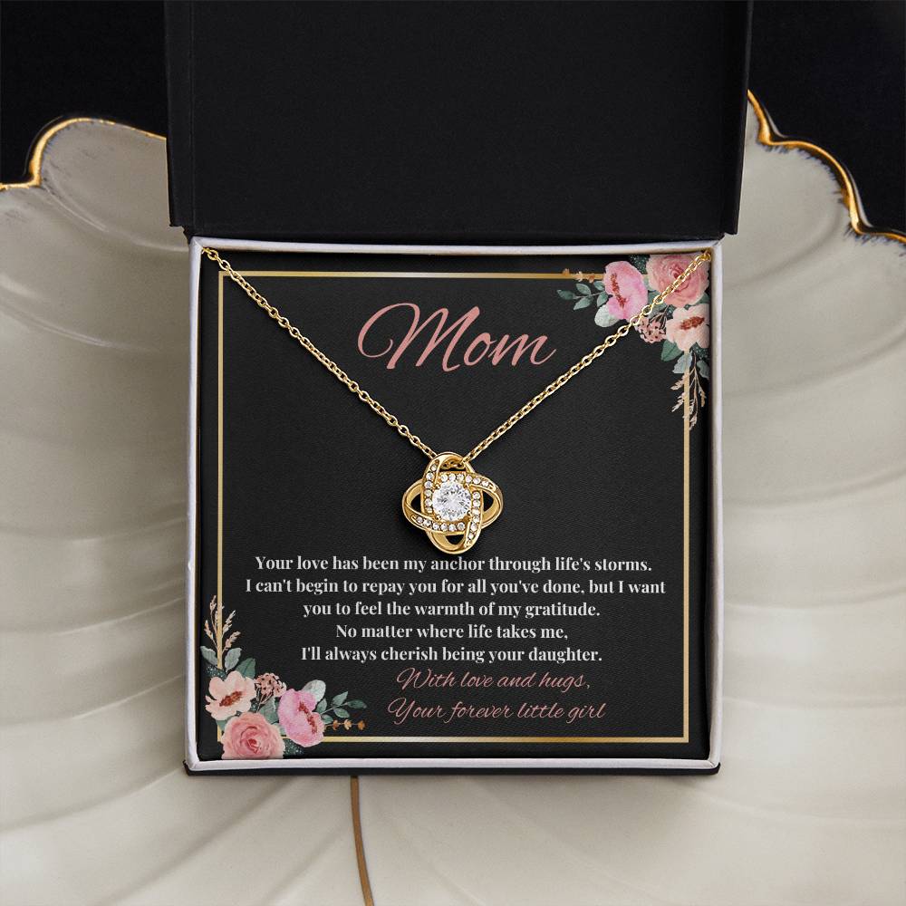 Mom - My Anchor through Life's Storms Love Knot Necklace