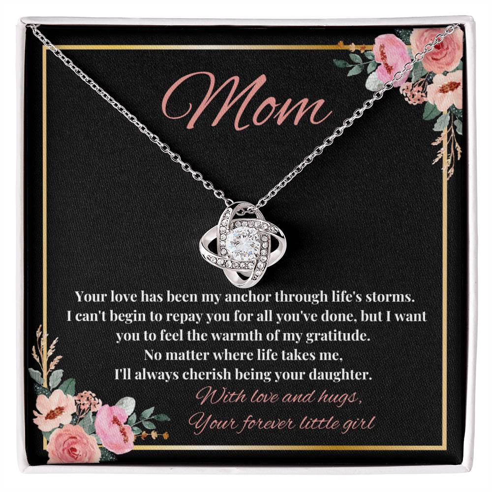 Mom - My Anchor through Life's Storms Love Knot Necklace