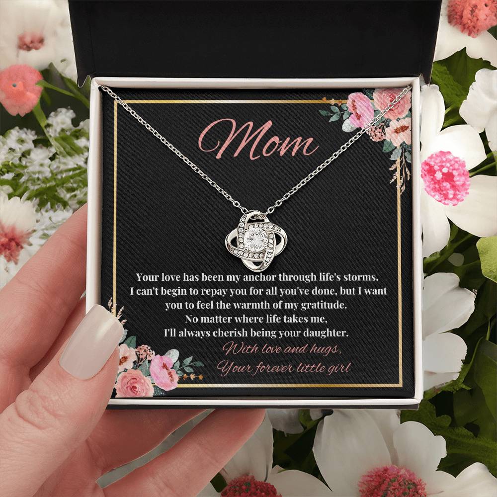 Mom - My Anchor through Life's Storms Love Knot Necklace