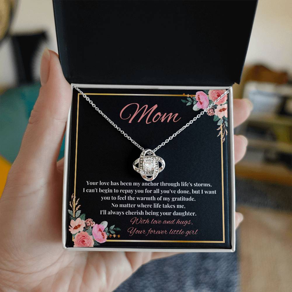 Mom - My Anchor through Life's Storms Love Knot Necklace