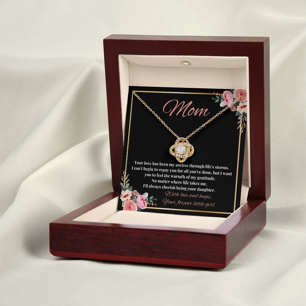 Mom - My Anchor through Life's Storms Love Knot Necklace