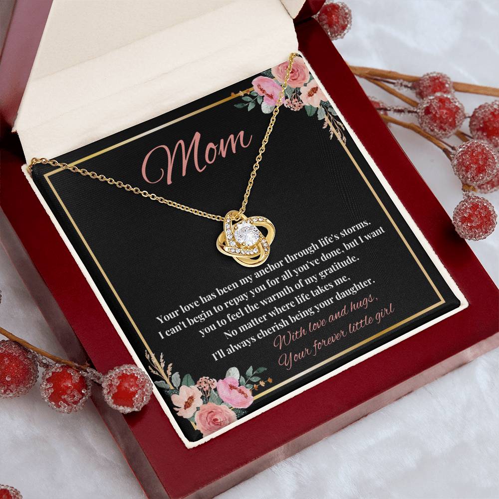 Mom - My Anchor through Life's Storms Love Knot Necklace