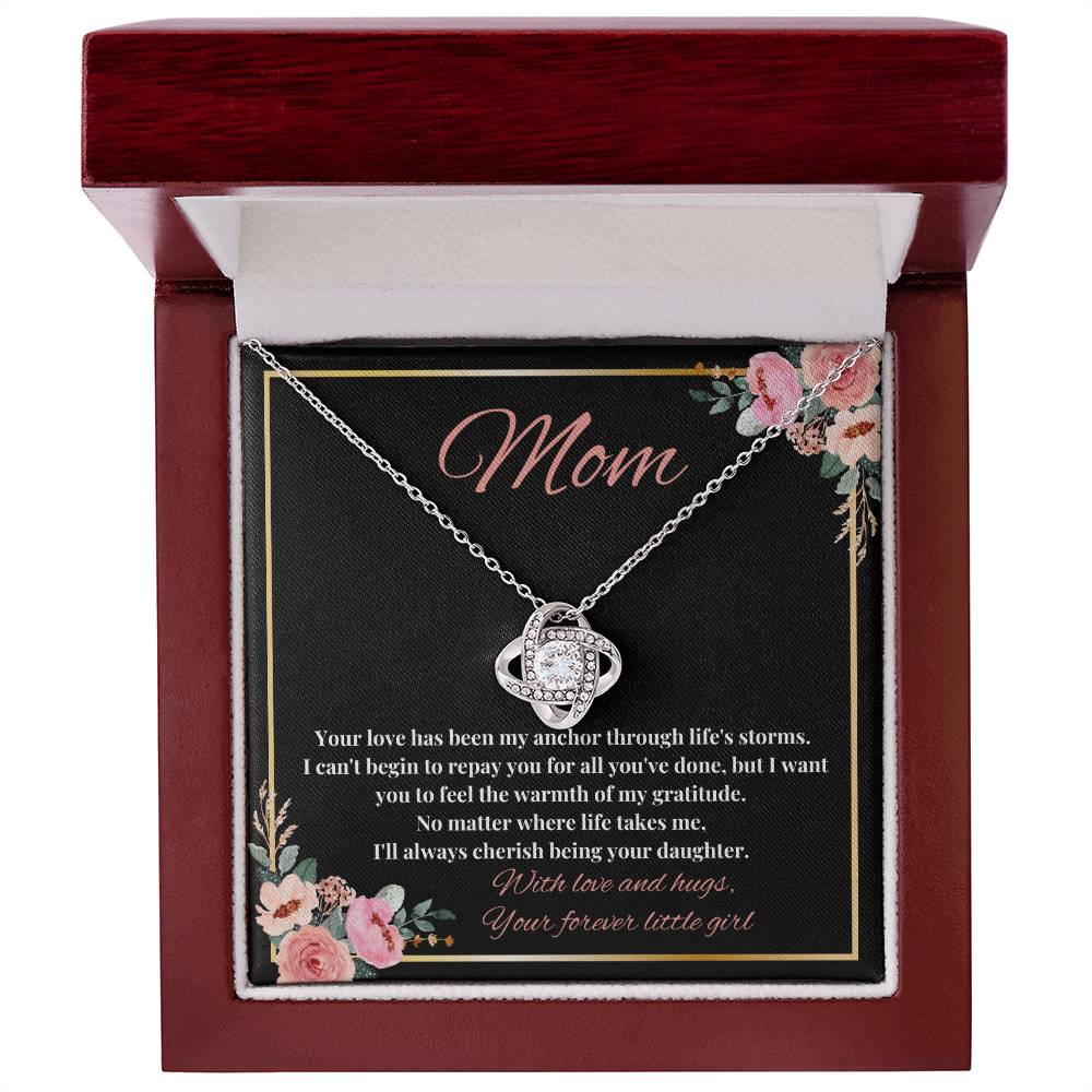 Mom - My Anchor through Life's Storms Love Knot Necklace