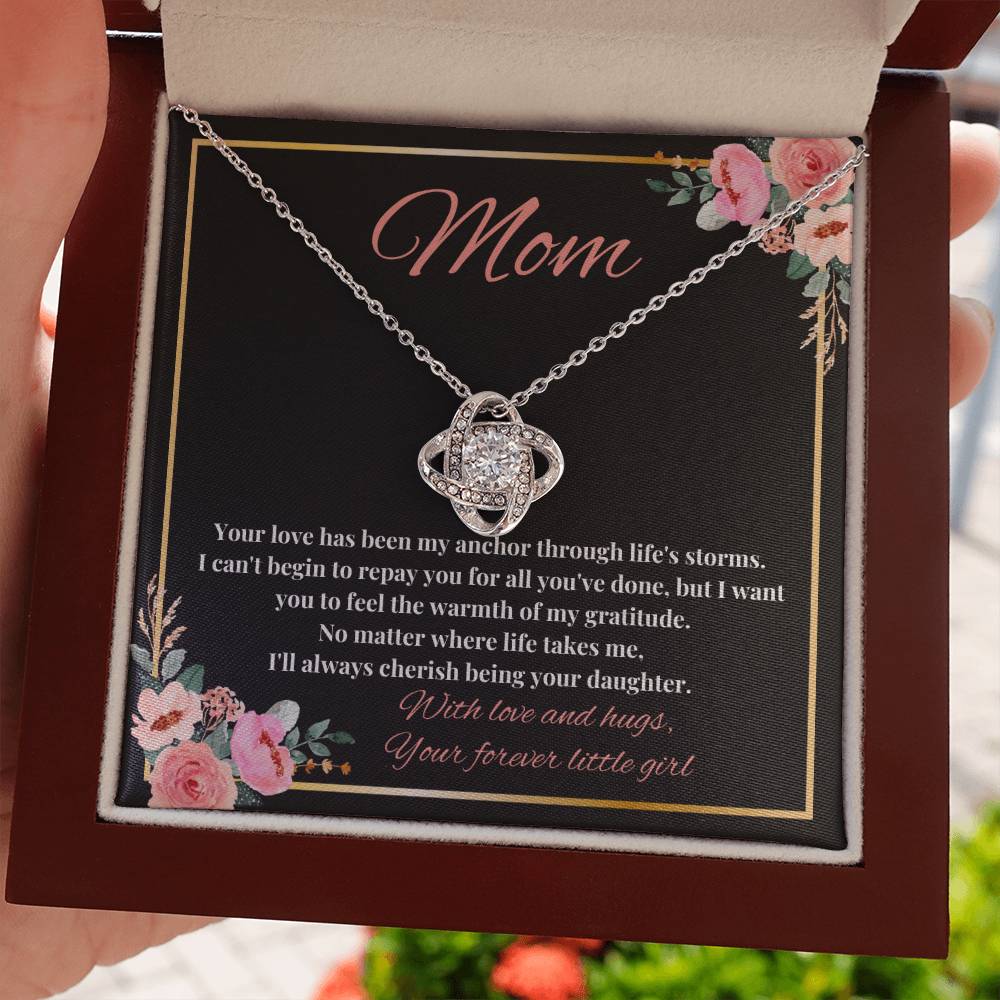 Mom - My Anchor through Life's Storms Love Knot Necklace