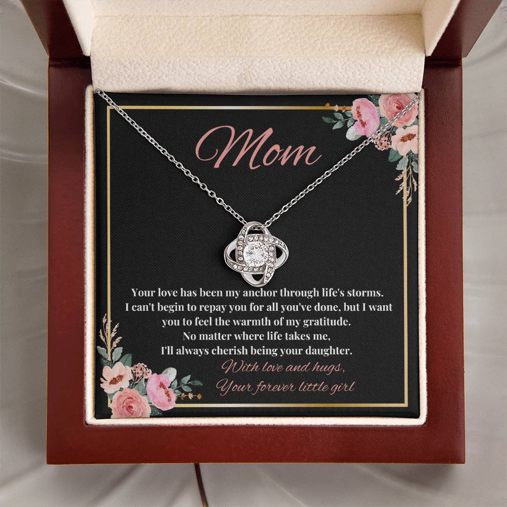 Mom - My Anchor through Life's Storms Love Knot Necklace