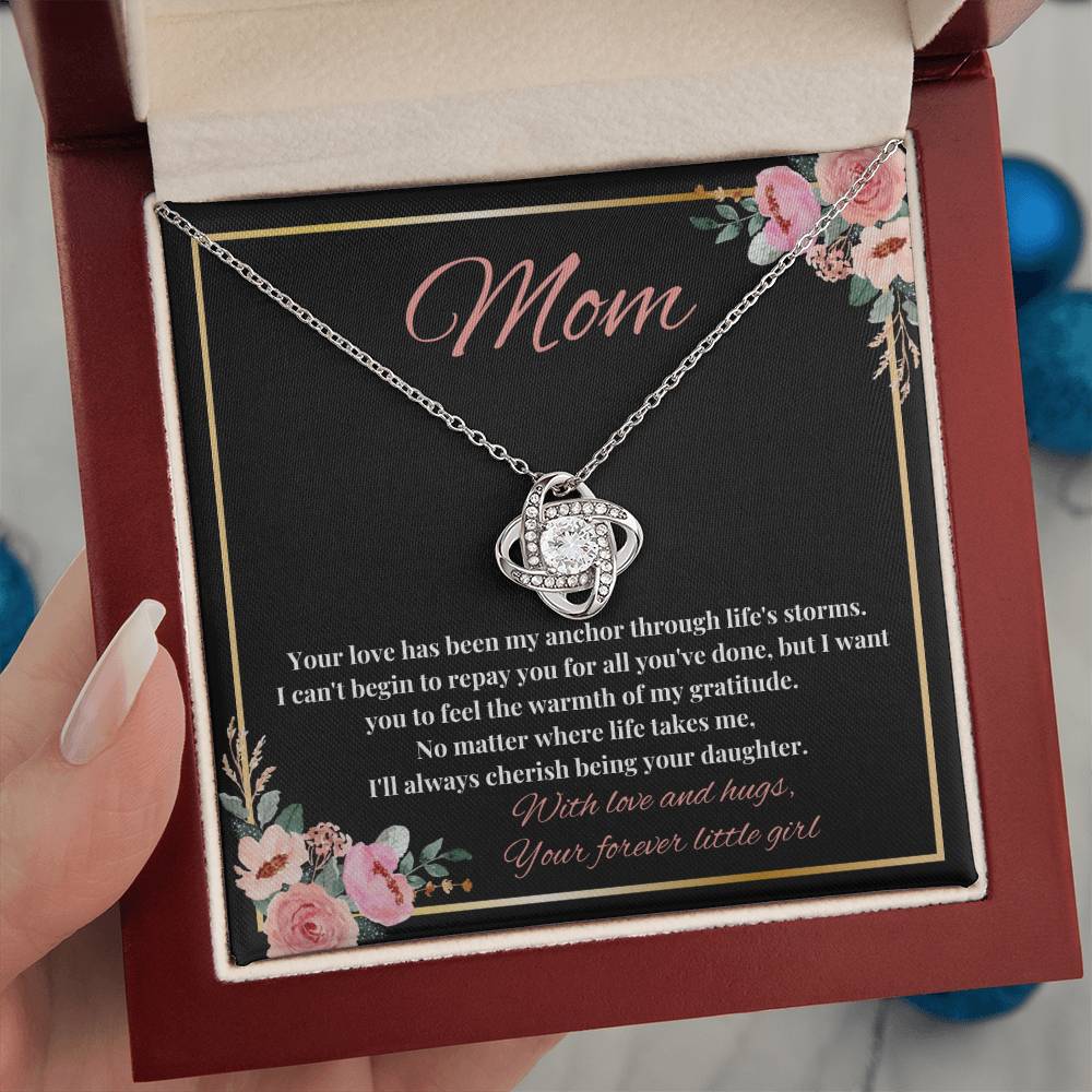 Mom - My Anchor through Life's Storms Love Knot Necklace