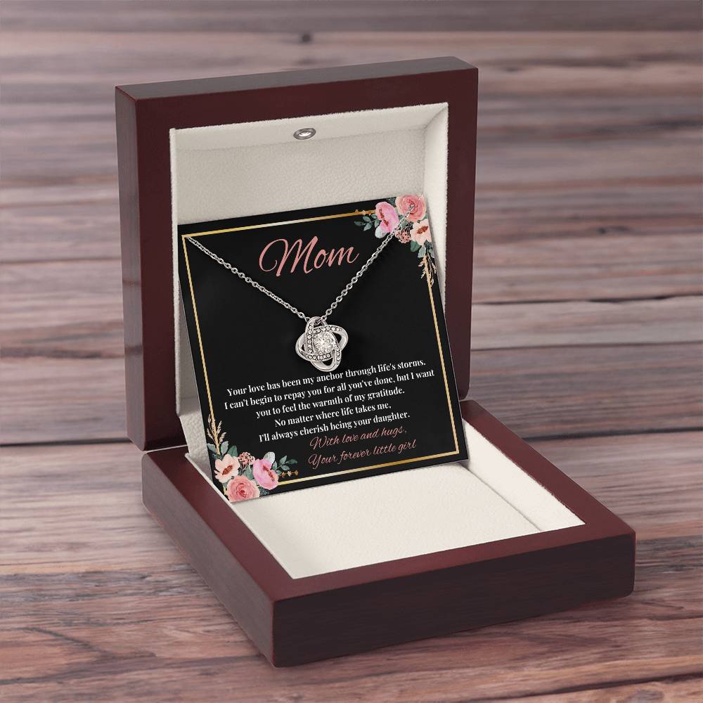 Mom - My Anchor through Life's Storms Love Knot Necklace