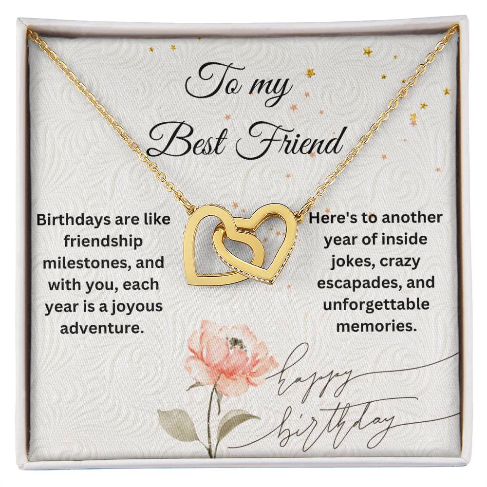 To My Best Friend - Interlocking Hearts Birthday necklace