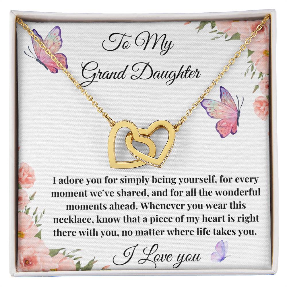 To My Grand Daughter I adore You Interlocking Hearts Necklace