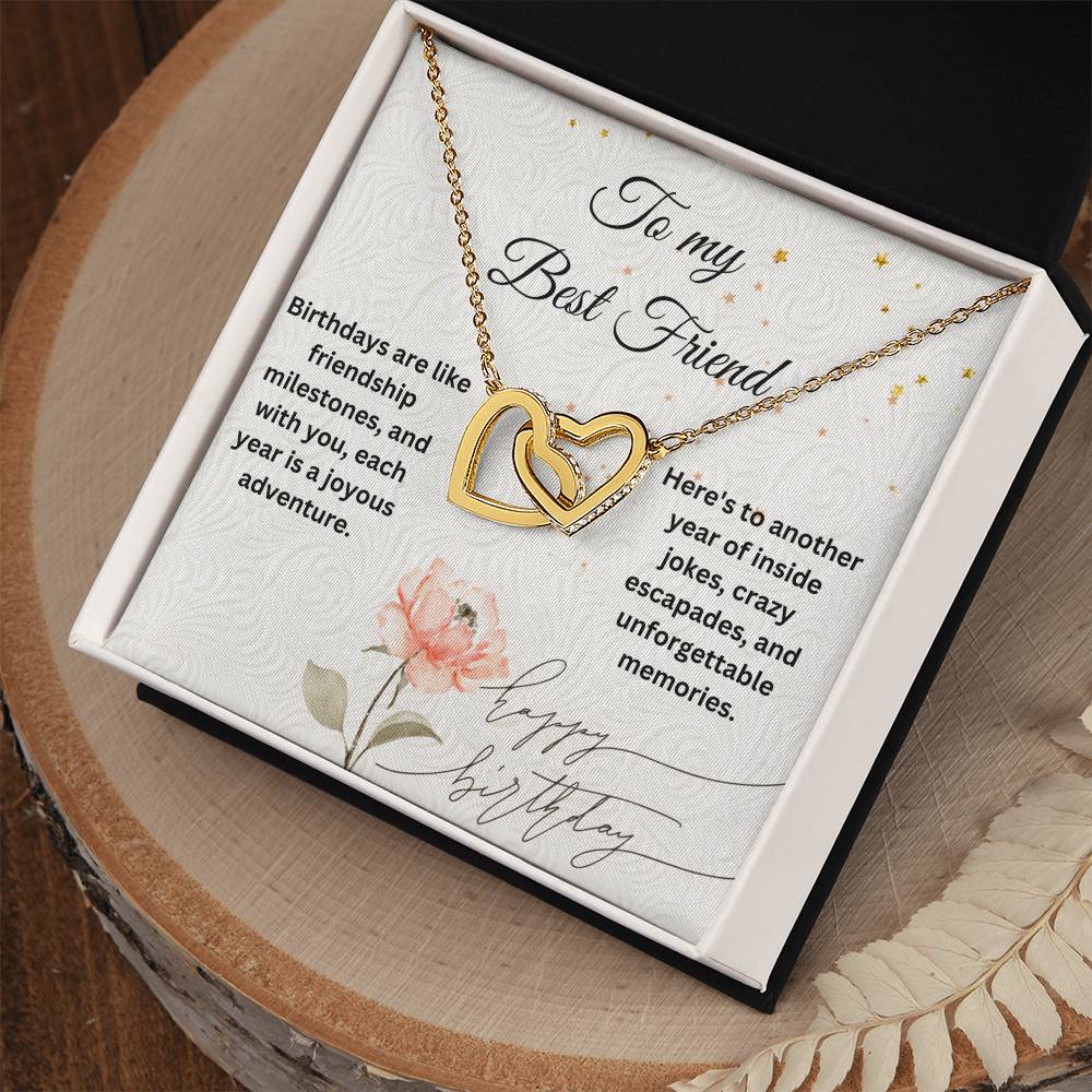 To My Best Friend - Interlocking Hearts Birthday necklace