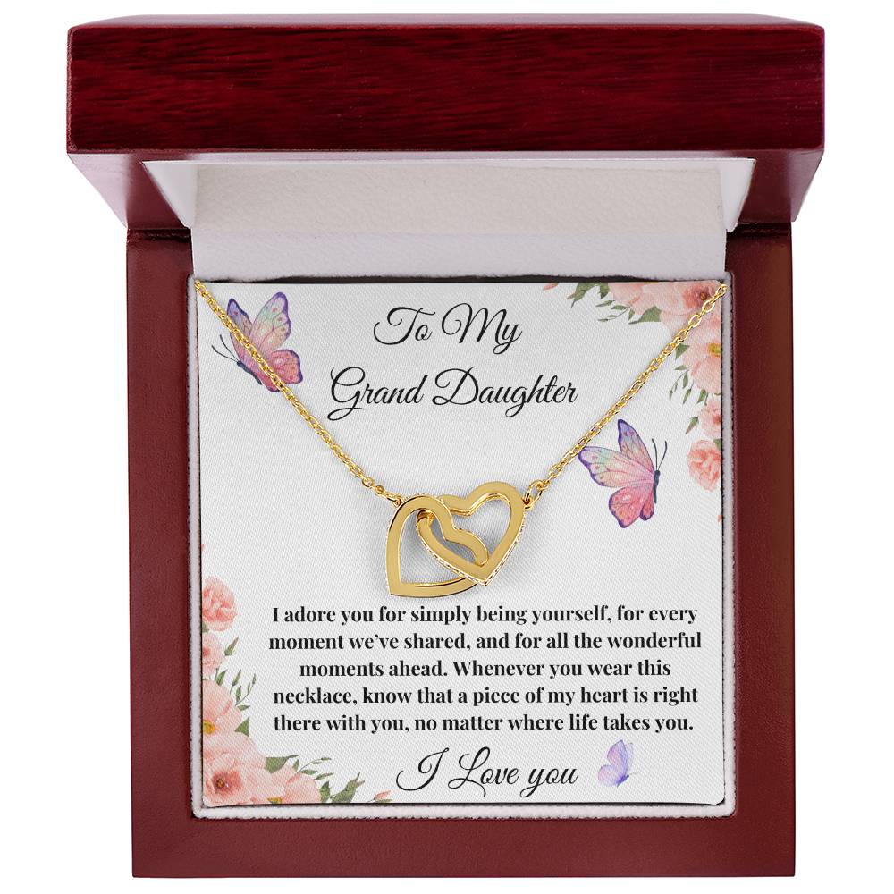 To My Grand Daughter I adore You Interlocking Hearts Necklace