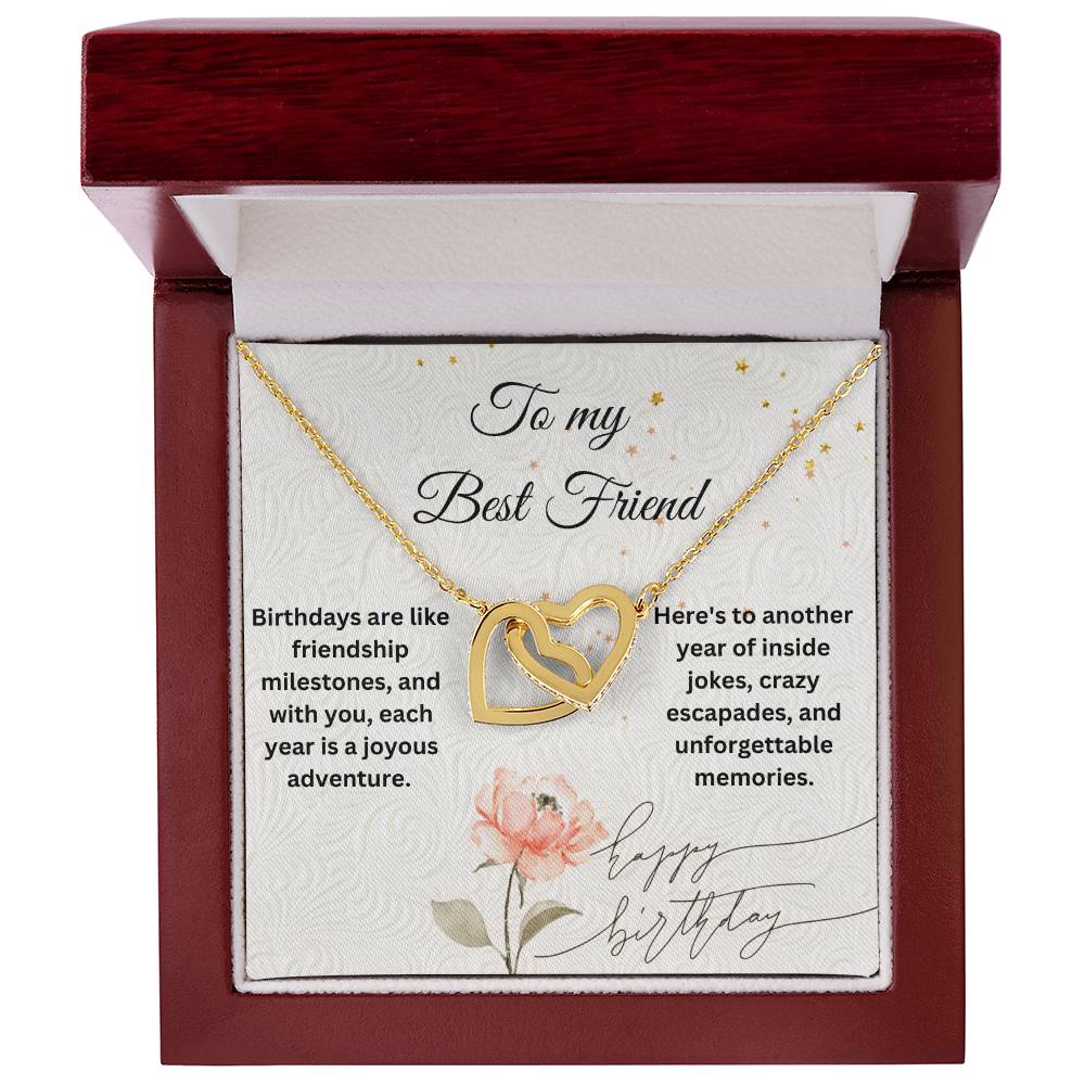 To My Best Friend - Interlocking Hearts Birthday necklace