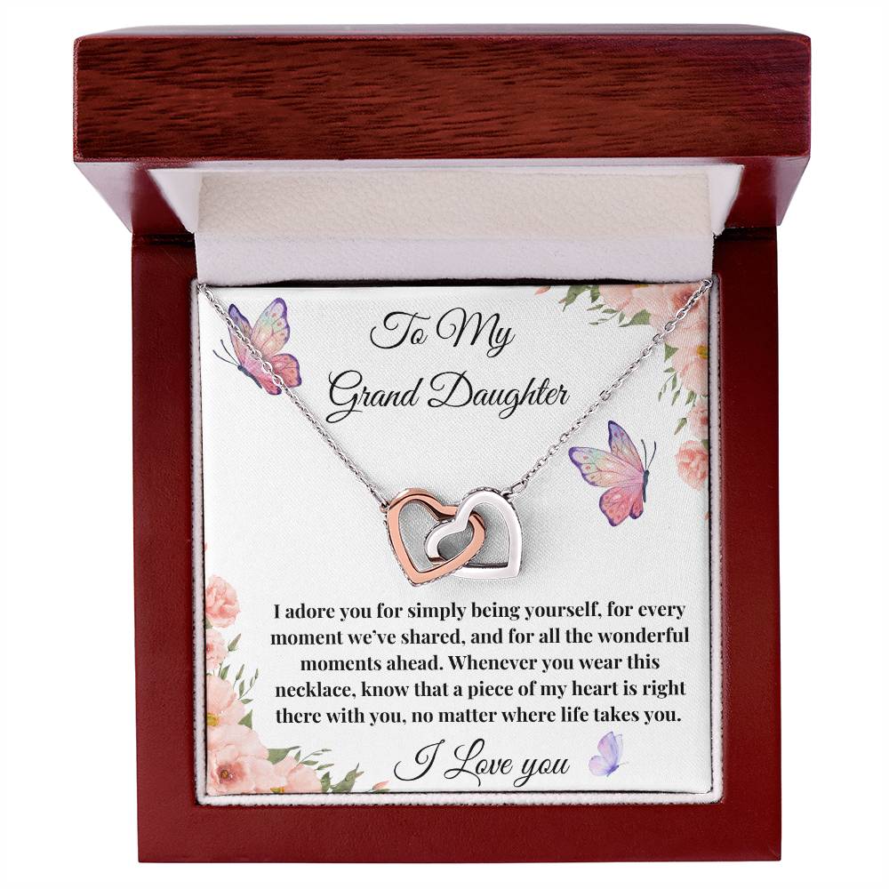 To My Grand Daughter I adore You Interlocking Hearts Necklace