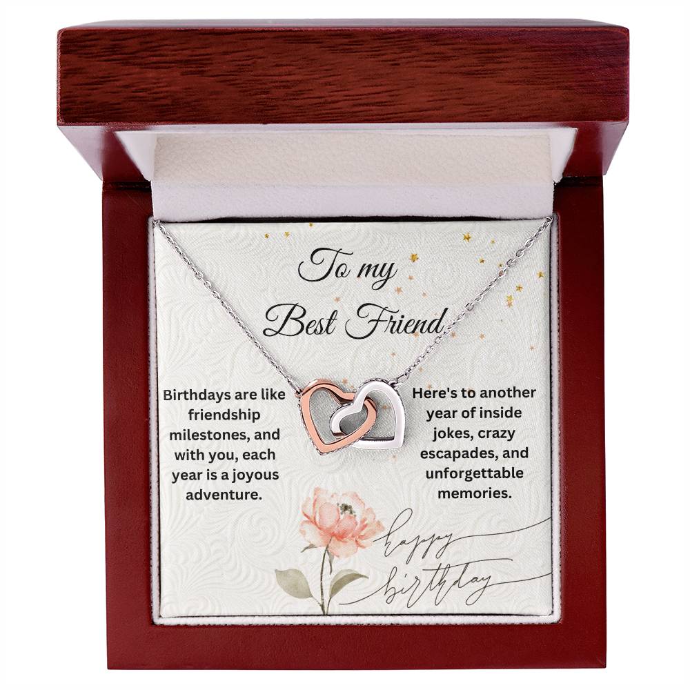 To My Best Friend - Interlocking Hearts Birthday necklace
