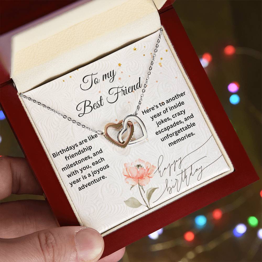 To My Best Friend - Interlocking Hearts Birthday necklace