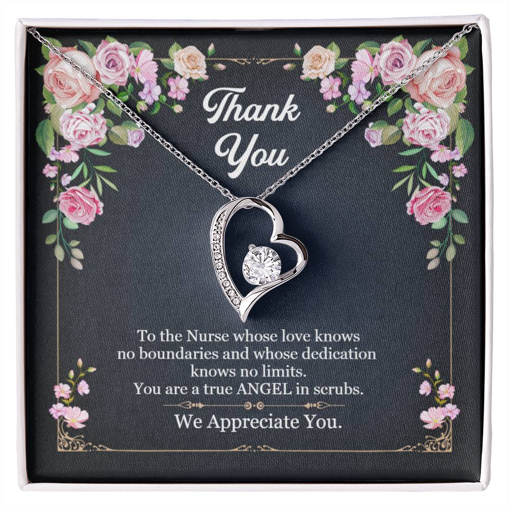 Thank you Nurse - True ANGEL in scrubs Heart necklace
