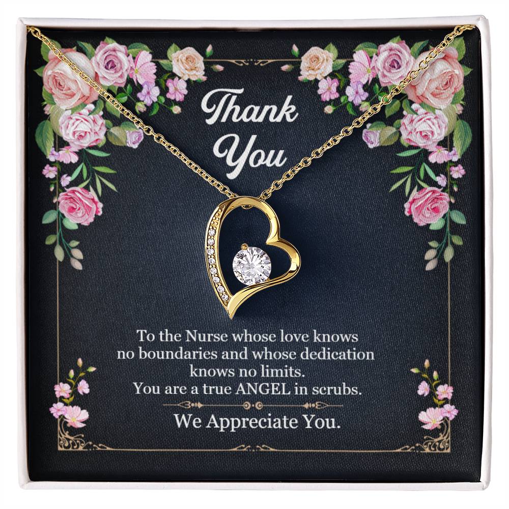 Thank you Nurse - True ANGEL in scrubs Heart necklace