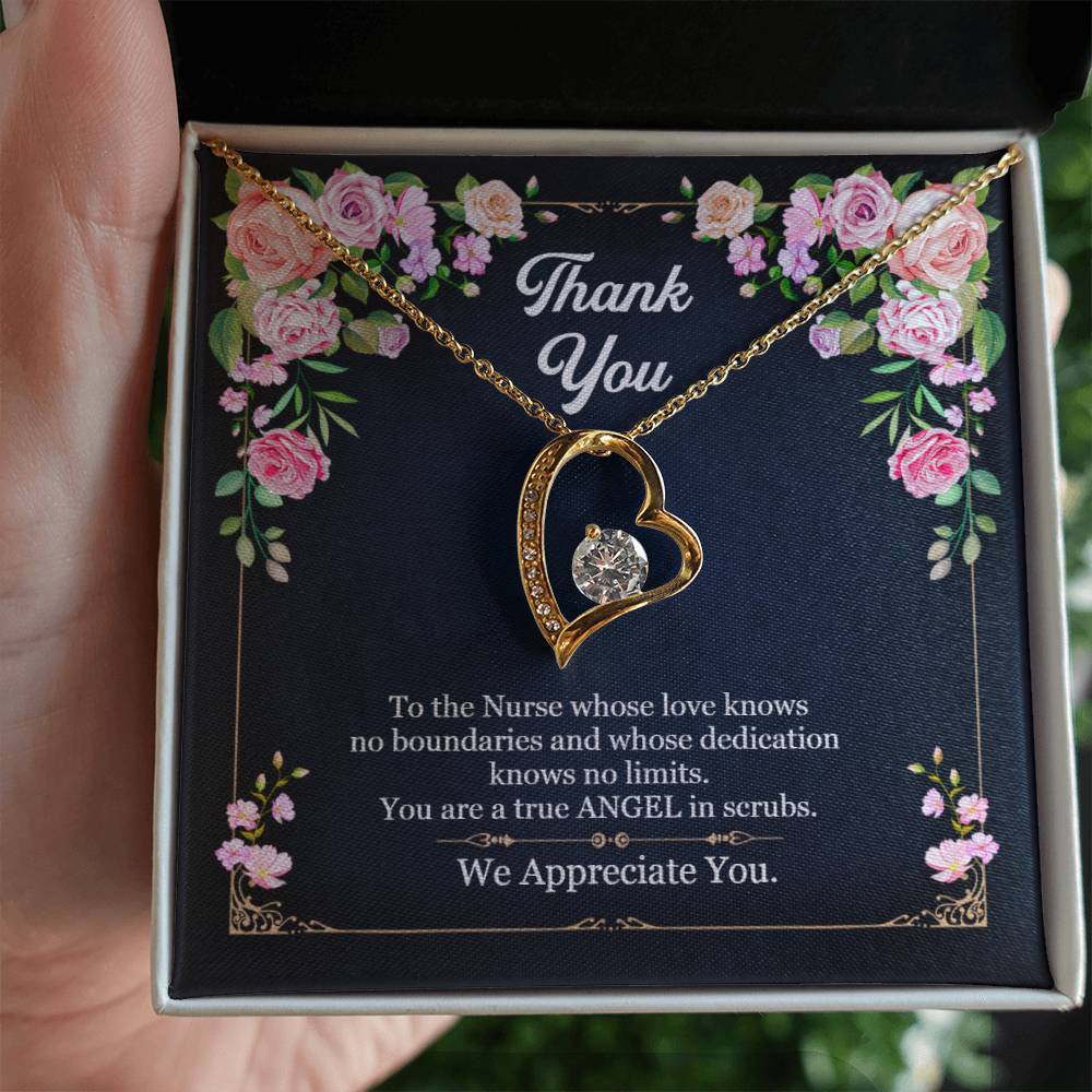 Thank you Nurse - True ANGEL in scrubs Heart necklace