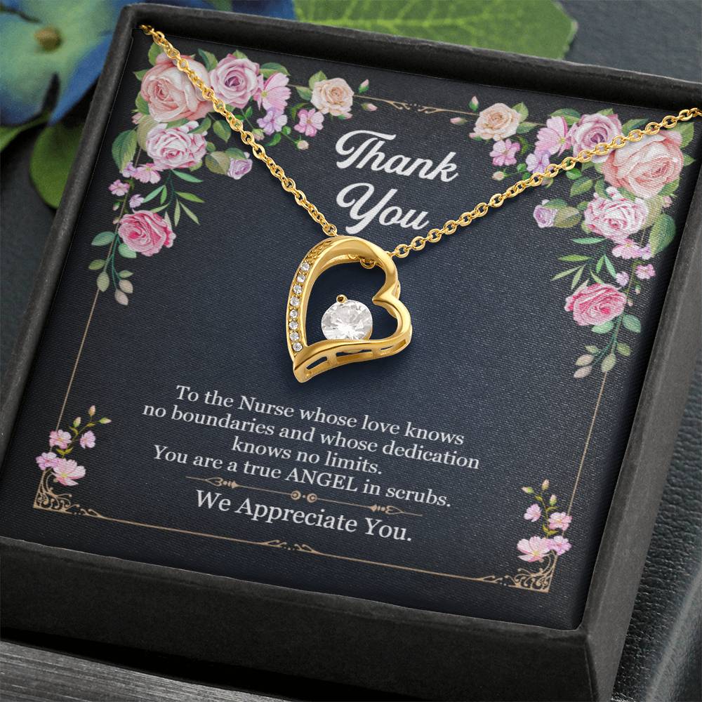 Thank you Nurse - True ANGEL in scrubs Heart necklace