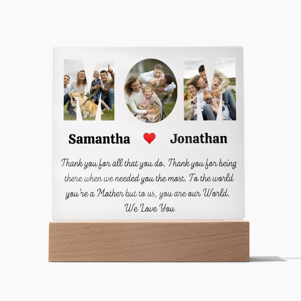 Personalized photo and name acrylic plaque for MOM