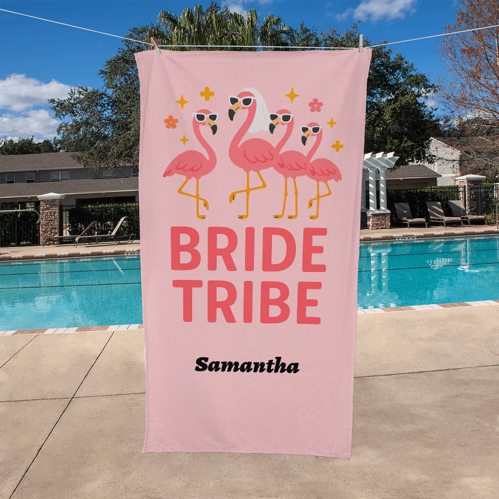 Bride Tribe Flamingo Beach Towel