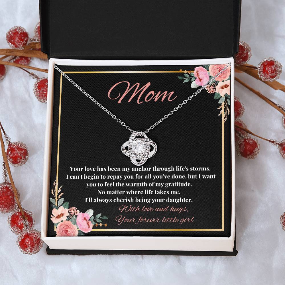 Mom - My Anchor through Life's Storms Love Knot Necklace