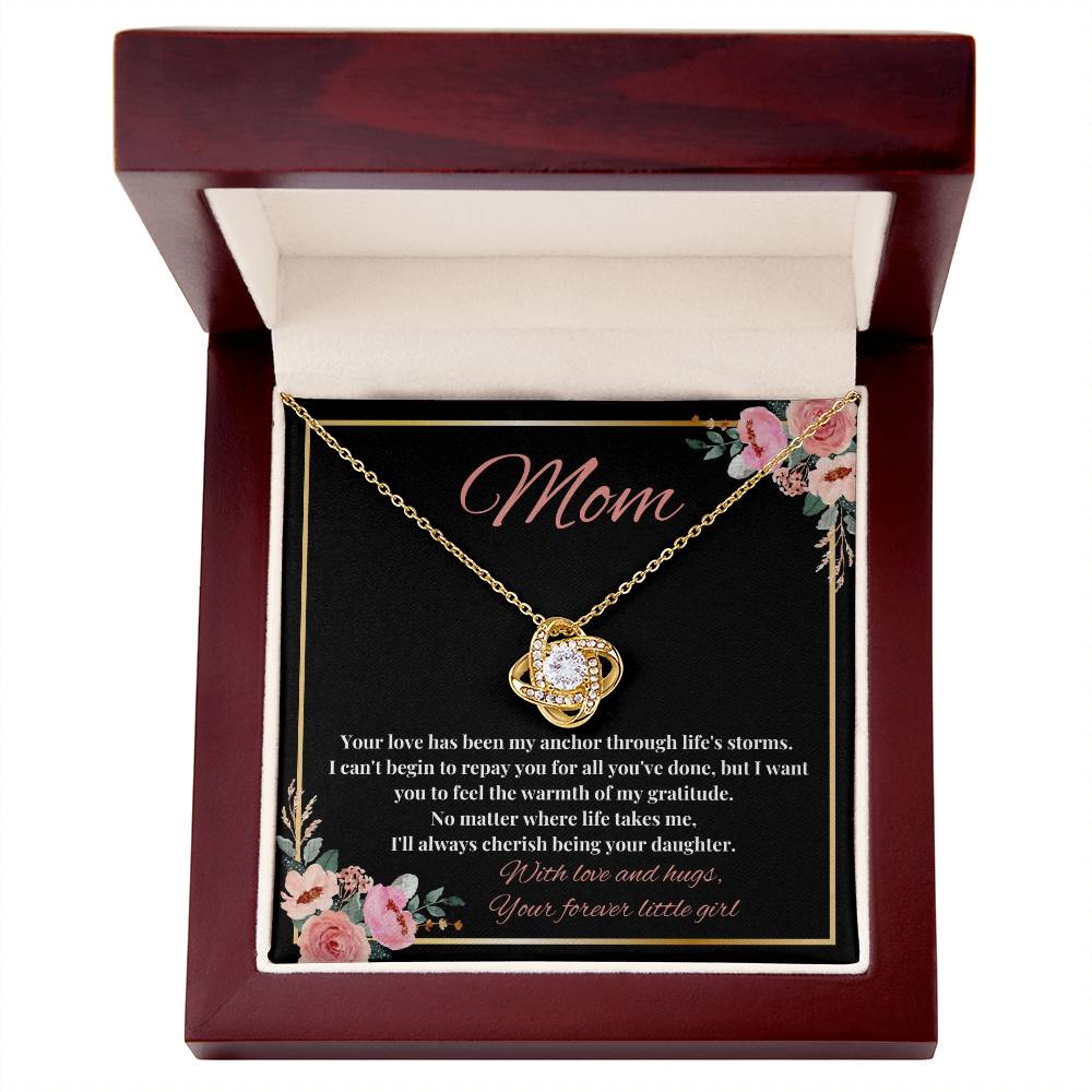 Mom - My Anchor through Life's Storms Love Knot Necklace