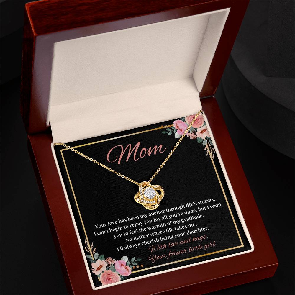 Mom - My Anchor through Life's Storms Love Knot Necklace