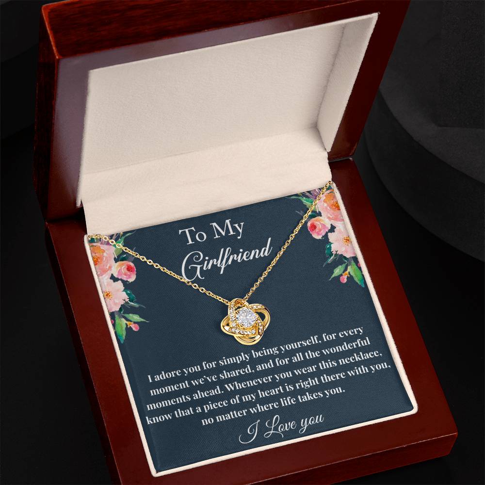 To My Girlfriend I adore you Love knot necklace