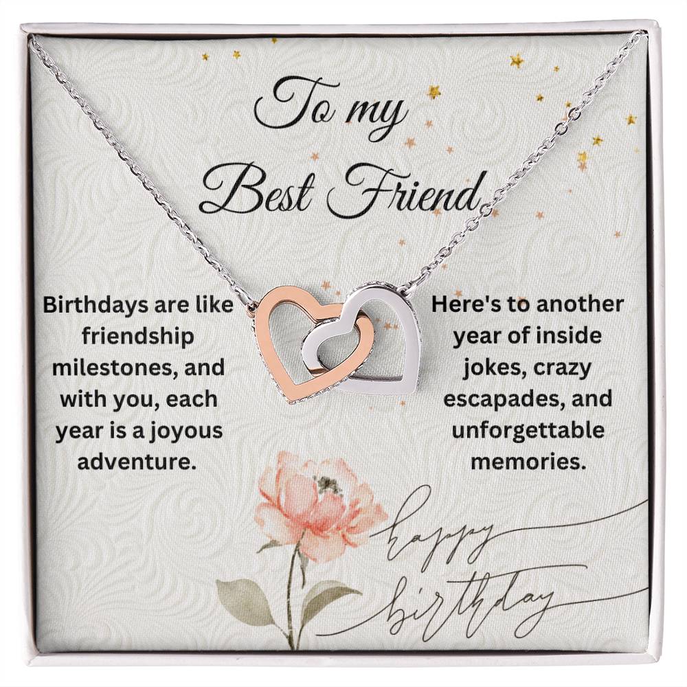 To My Best Friend - Interlocking Hearts Birthday necklace