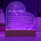 To My Wife - My Heart is Right there LED acrylic Heart