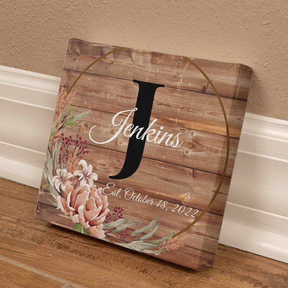 Personalized Last Name Home Decor Gallery Wrapped Canvas