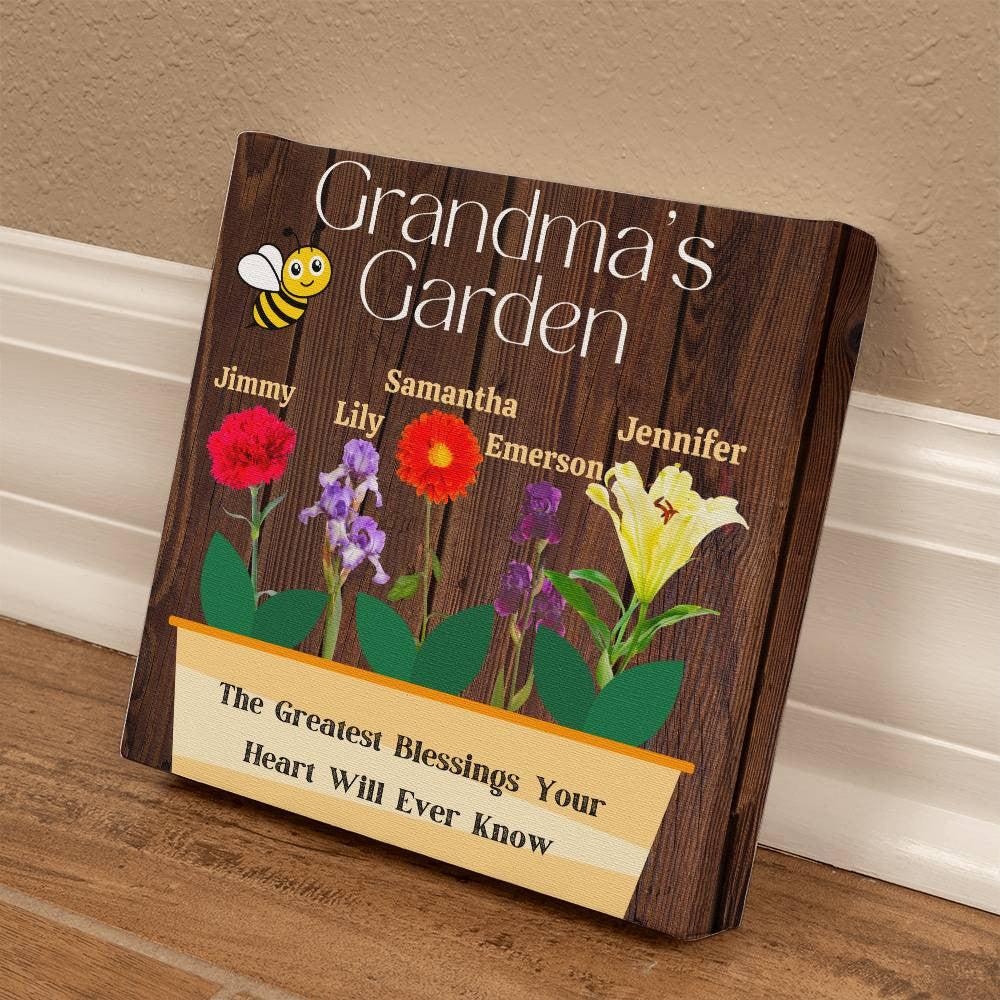 Personalized Grandma's Flower Garden Gallery Wrapped Canvas